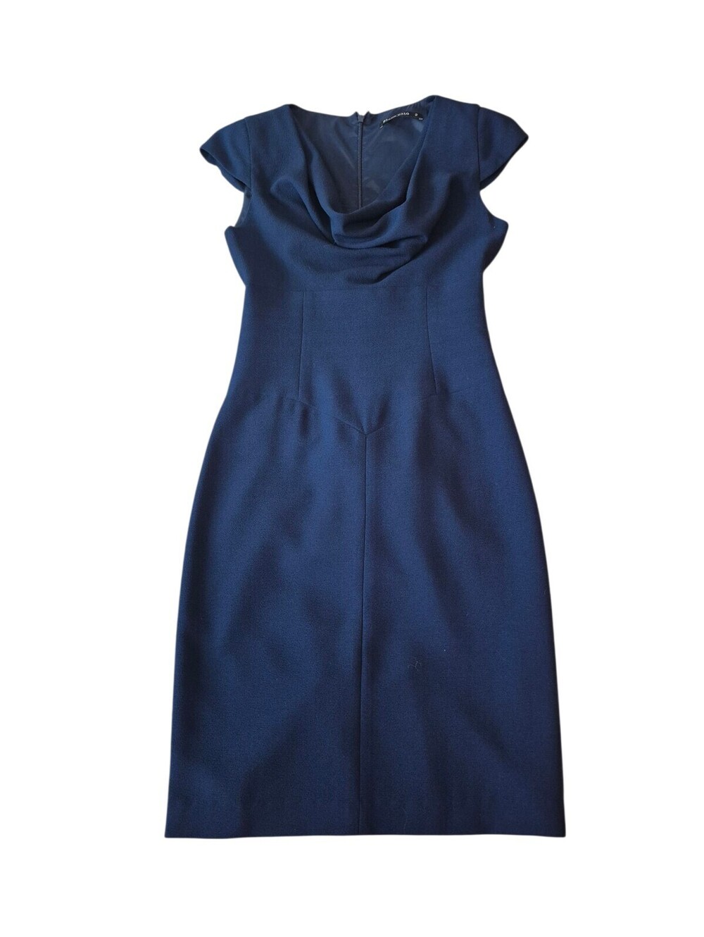 Black Halo Navy Blue Jackie O Cowl Neck Cap Sleeve Sheath Dress Size 2